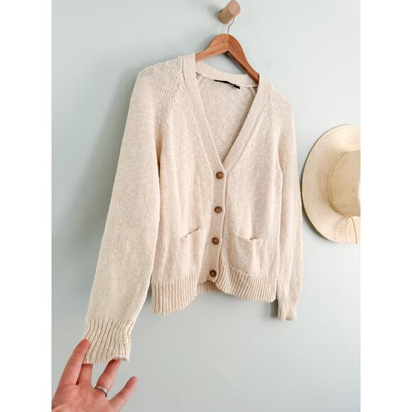Jenni Kayne | Stanford Cardigan Cotton Linen Blend in Ivory | Sz S - Picture 3 of 11